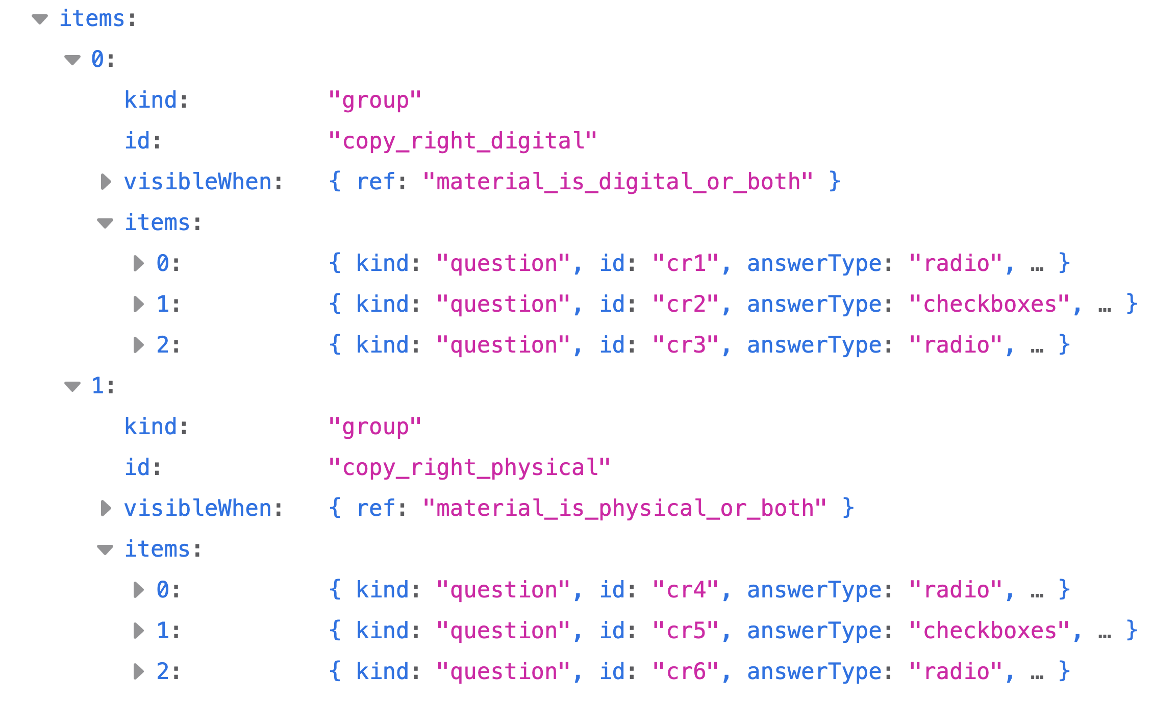 Three question types